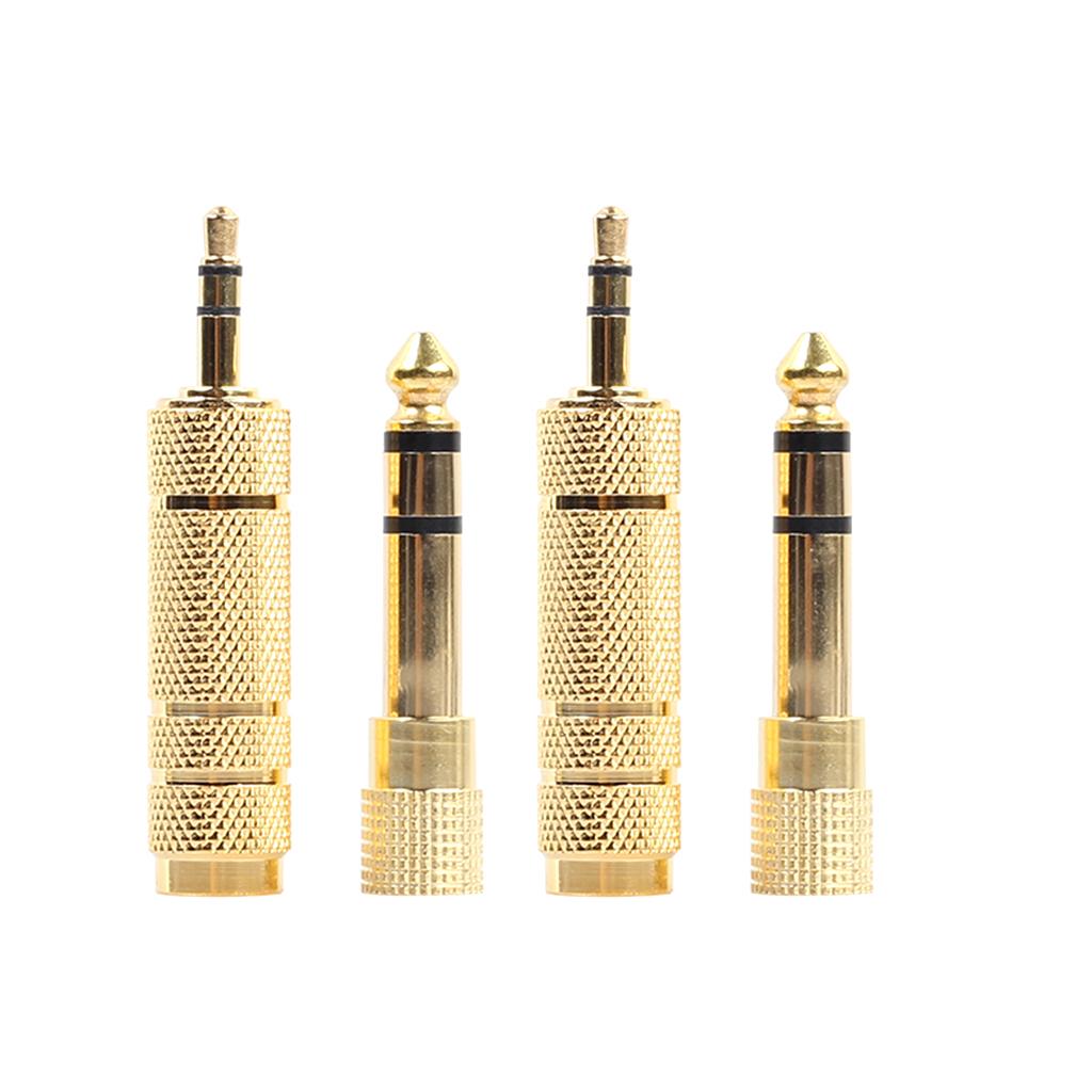 4 Pieces 6.35mm 1/4" to 3.5mm 1/8" M/F Jack Stereo Audio Adapter Converter for Headphone MIC
