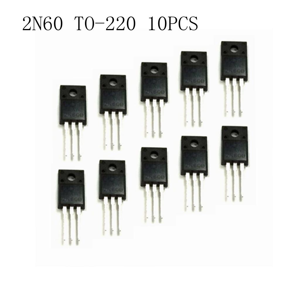10 Chiếc 2A 600V 2N60 MOSFET N Kênh Transistor Hiệu Ứng Trường TO-220F Silicon Chip đồng Khung, Kẹo Cao Su Chấ