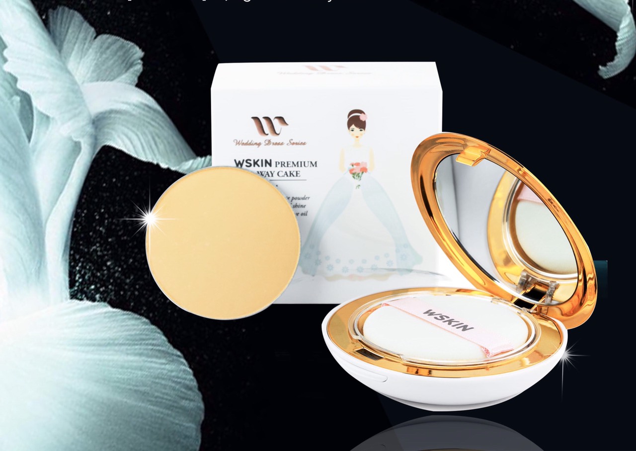 Phấn Phủ Cao Cấp Hai Chiều WSKIN Premium Two-way Cake( Tặng 1 lõi sơ cua)