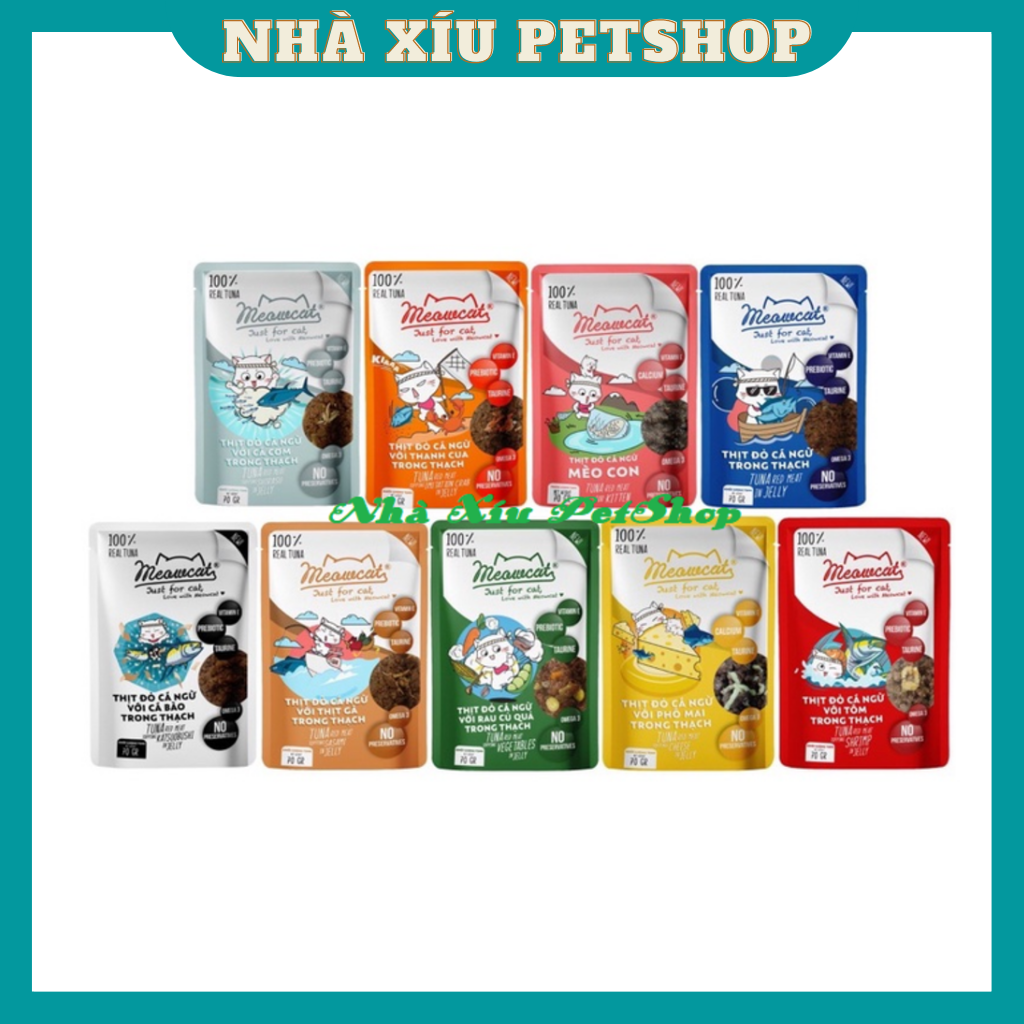 Pate cho mèo Meowcat 1 Thùng ( 48 Gói Mix Vị ) - Nhà Xíu PetShop