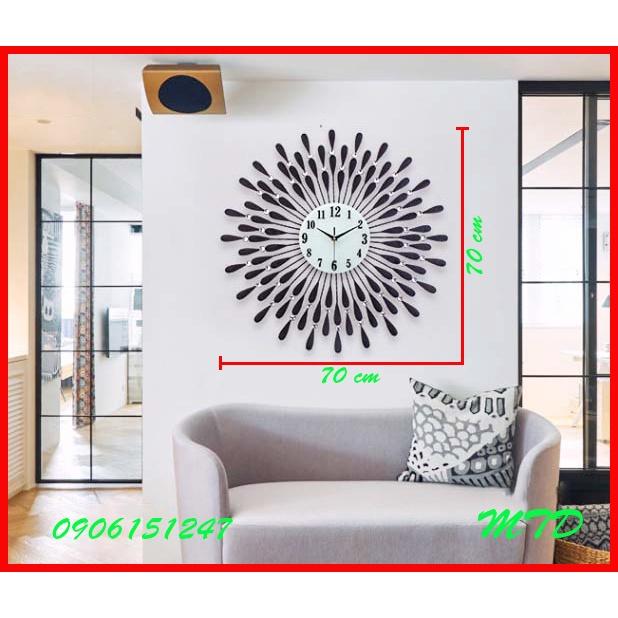 Đồng hồ treo tường trang trí decor MTD giọt nước Mặt Trời Đen kích thước 70 x 70 cm