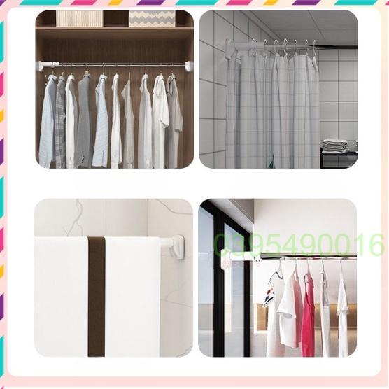 Thanh Treo Quần Áo Treo Rèm Nhà Tắm Rút Gọn Đa Năng Không Cần Khoan Vít, Chất Liệu Inox Chắc Chắn Độ Bền Cao