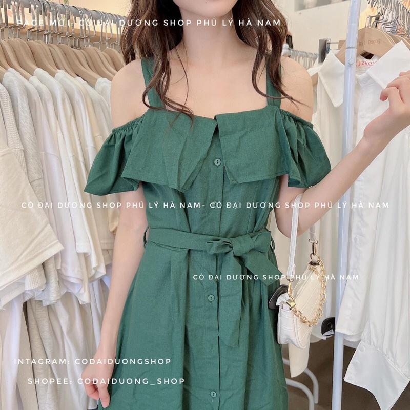 Váy Linen cổ bèo trễ vai