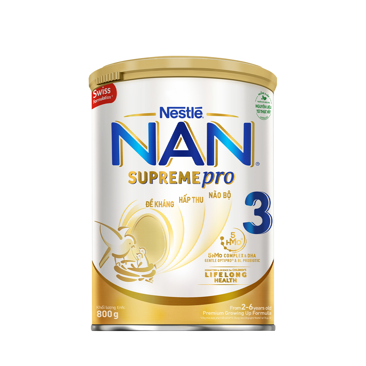 Sữa bột Nestlé NAN SupremePro 3 nhập khẩu từ Đức với 5HMO giúp tăng đề kháng, đạm Gentle Optipro giúp dễ hấp thu & ngừa nguy cơ dị ứng