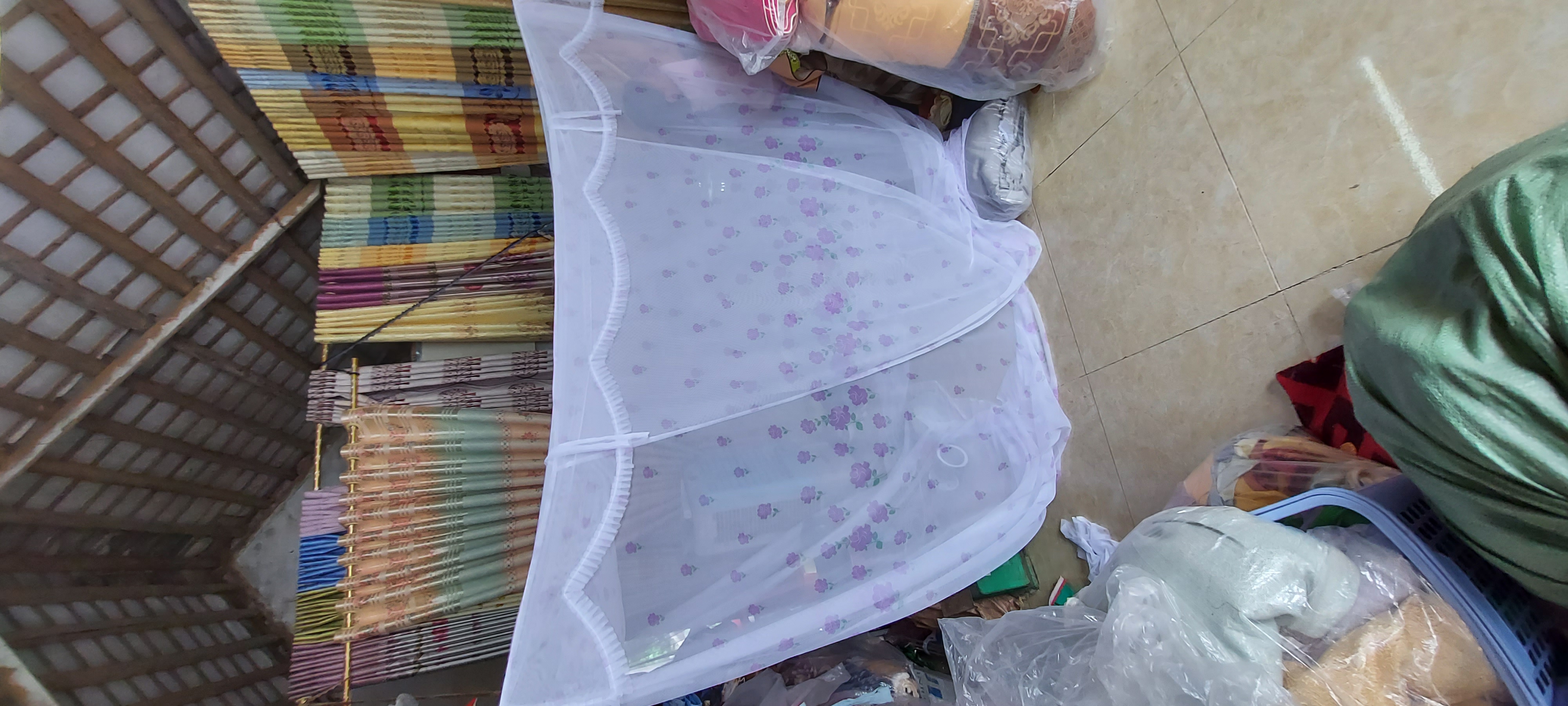 Màn mắc tay vải lạnh thái hoa tím nhiều kích cỡ