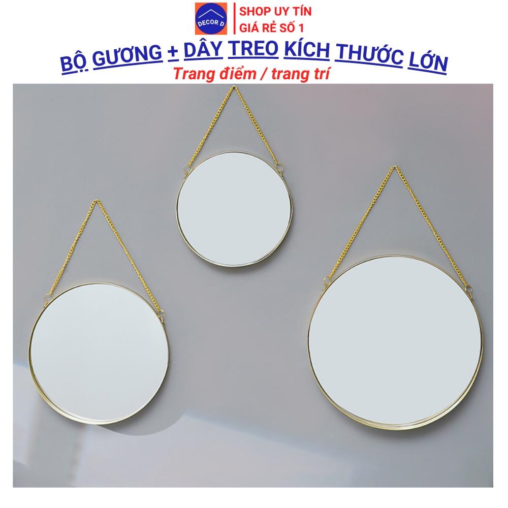 Gương treo tường, gương tròn màu mạ vàng trang trí decor nhà cửa, nhà tắm, trang điểm cao cấp, sang trọng