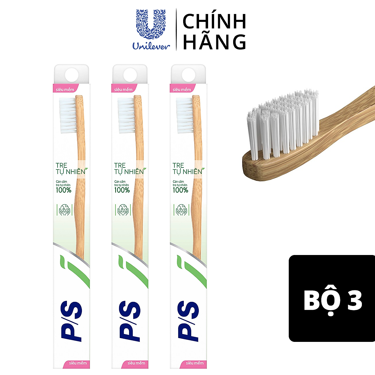 Combo 3 Bàn chải P/S Tre Tự Nhiên