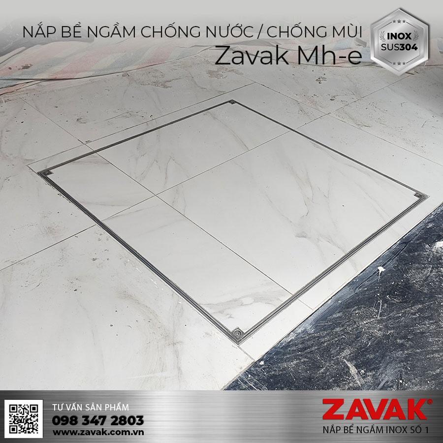 Nắp bể ngầm inox chống nước ngăn mùi ZAVAK MHE-45. Nắp lát gạch âm sàn 45x45cm.