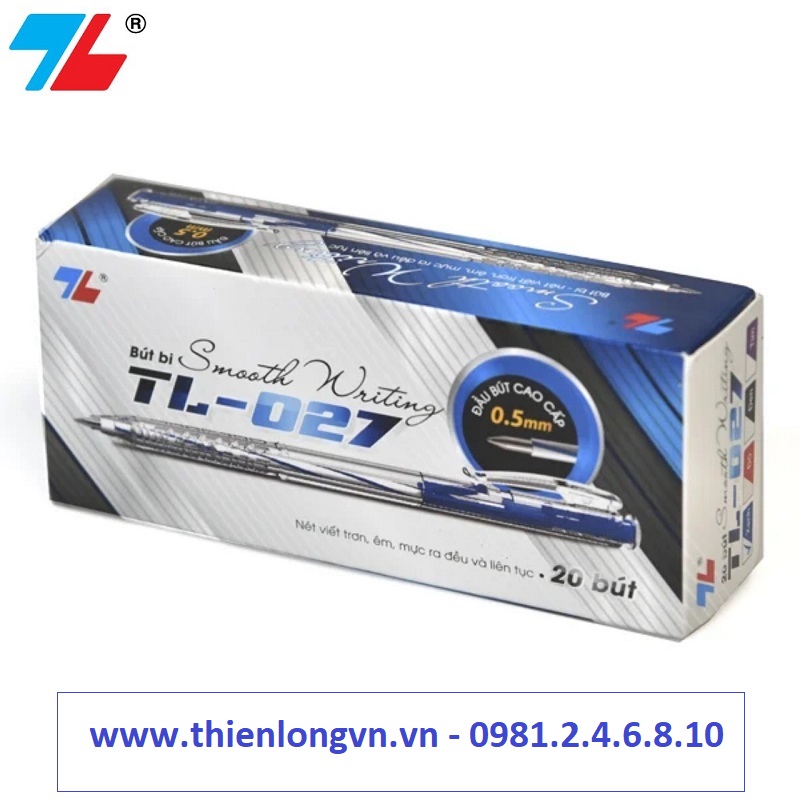 Hộp 20 cây cây bút bi Thiên Long - TL027 màu xanh