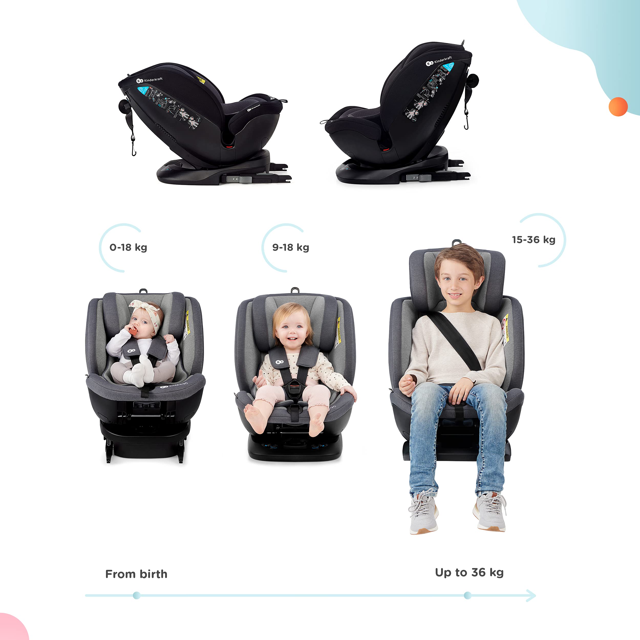 GHẾ NGỒI Ô TÔ CHO BÉ XOAY 360 KINDERKRAFT - XPEDITION