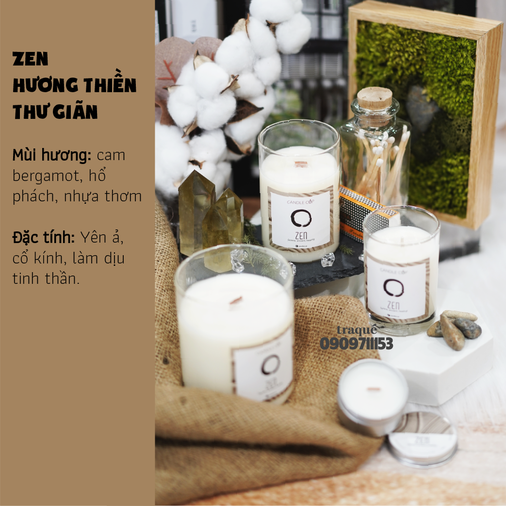 Nến thơm tinh dầu cao cấp không khói an toàn Candle Cup - ZEN/HƯƠNG THIỀN - M - 200G