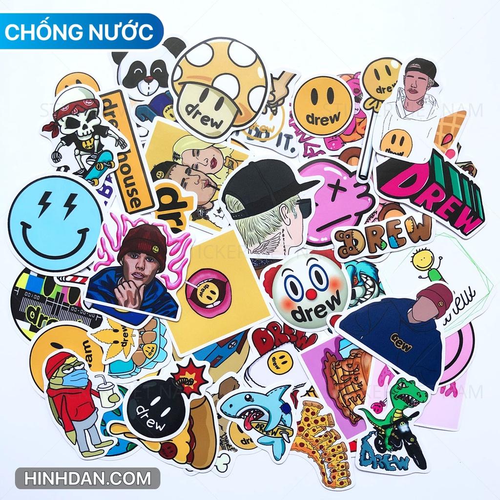 Sticker in hình DREW - Dán Trang Trí - Chất Liệu PVC Cán Màng Chất Lượng Cao Chống Nước, Chống Nắng, Không Bong Tróc Phai Màu