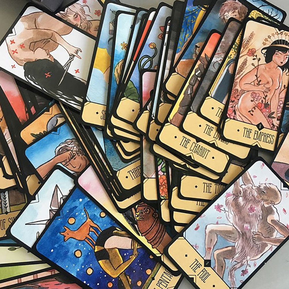 [Mạ Cạnh Size Gốc] Bài Tarot  The Sasuraibito  Hộp Cứng Cao Cấp 78 Lá Bài Mạ Vàng Size Gốc Đá Thanh Tẩy