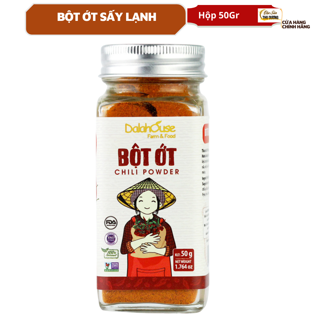 Ớt bột hữu cơ sấy lạnh Dalahouse 50gr - Nguyên màu, nguyên mùi, nguyên vị, Tiện dụng