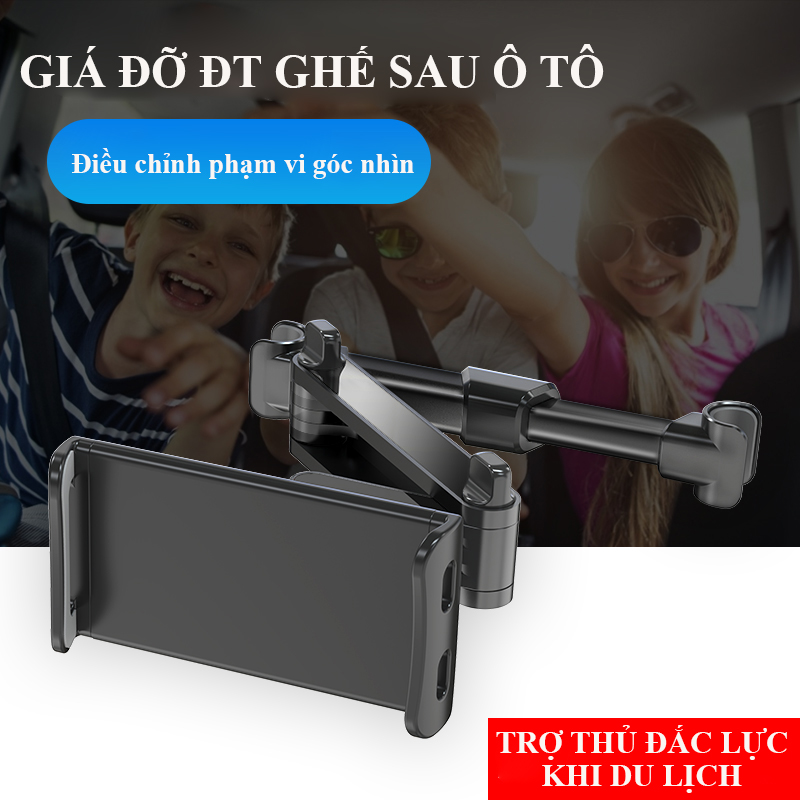 GIá Đỡ Điện Thoại Máy Tính Bảng Ipad Ghế Sau Ô Tô - Điều Chỉnh Góc Độ Nhìn Hàng Chính Hãng