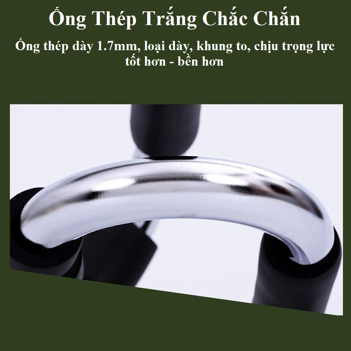 Dụng Cụ Hít Đất Cầm Tay Khung Chữ S Bằng Thép Trắng Cứng Cao Cấp – Dụng Cụ Tập Chống Đẩy Mini Tập Gym Tập Thể Thao Chính Hãng Dododios – Do01 (Đường Kính Khung To 22MM)