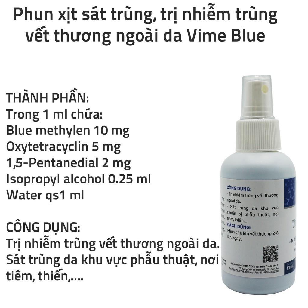 Vemedim Phun xịt sát trùng, trị nhiễm trùng vết thương ngoài da Vime Blue