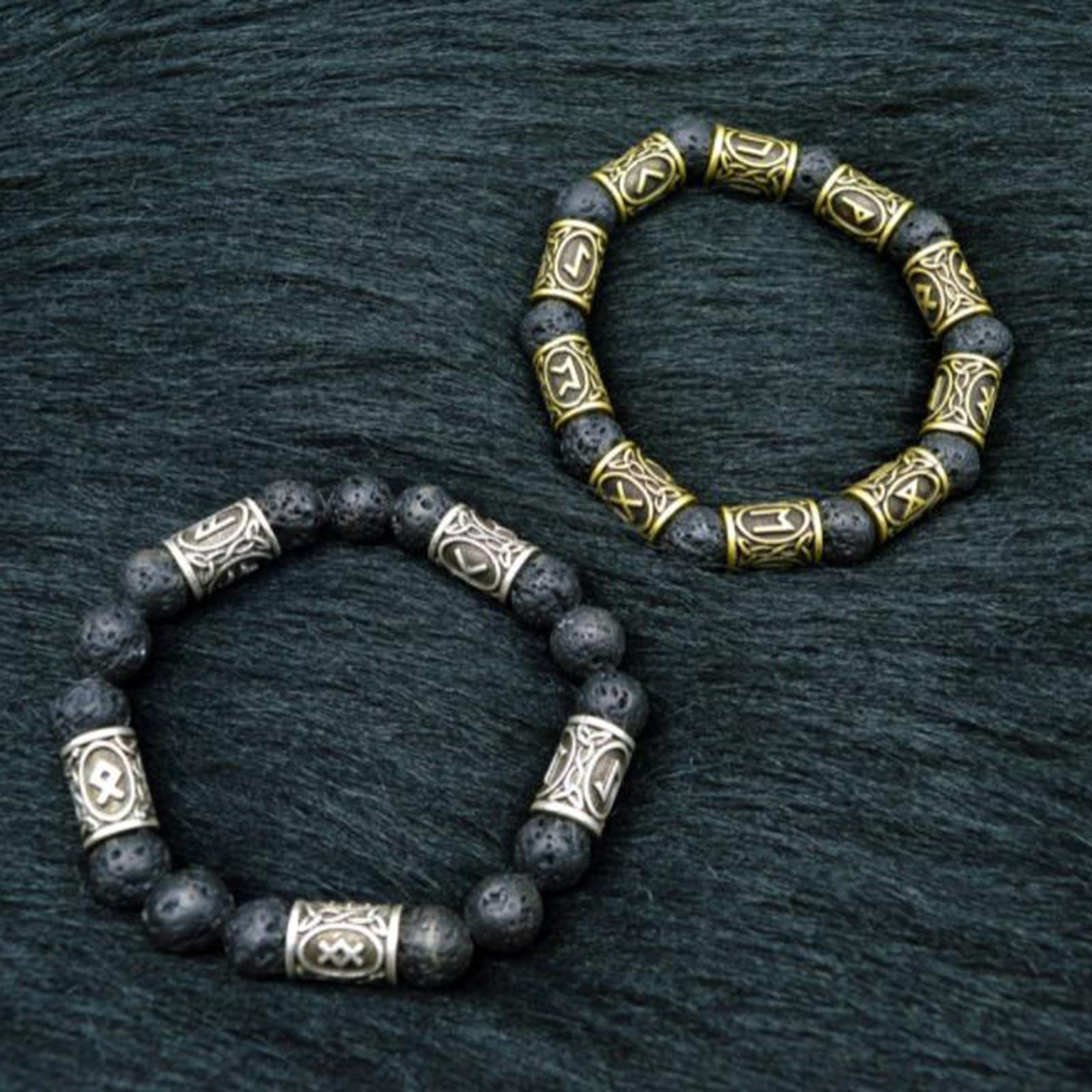 Rune Antique Beads Bracelet  Stone Bangles Accessories for Men