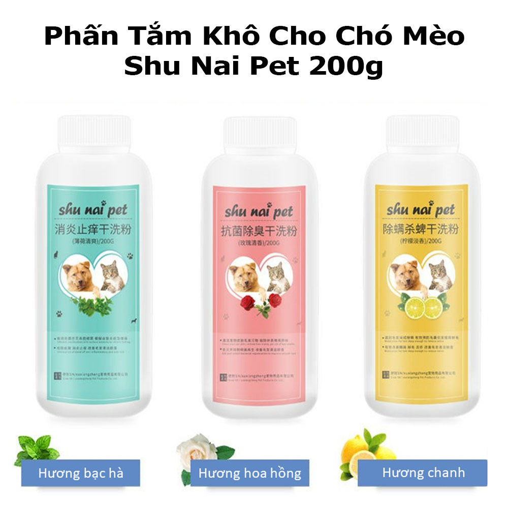 Phấn Tắm Khô Cho Chó Mèo Shu Nai Pet 200g