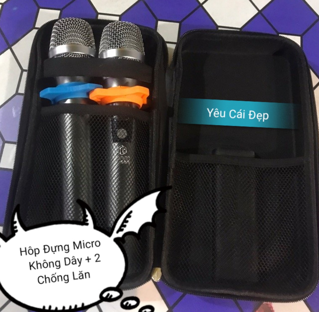 Hộp đựng micro không dây + 2 chống lăn