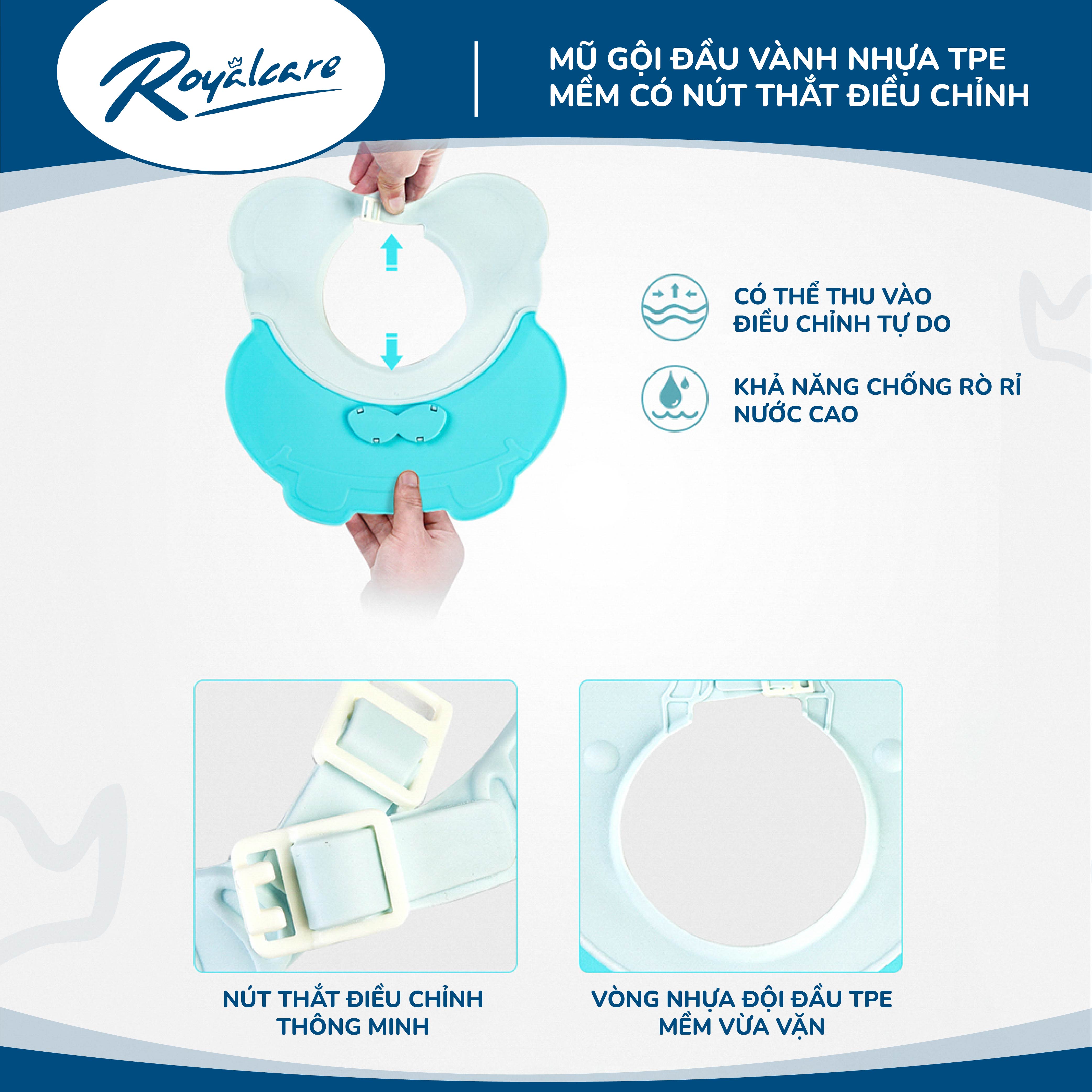 Mũ gội đầu hỗ trợ tắm gội cho bé hình hà mã Royalcare 702