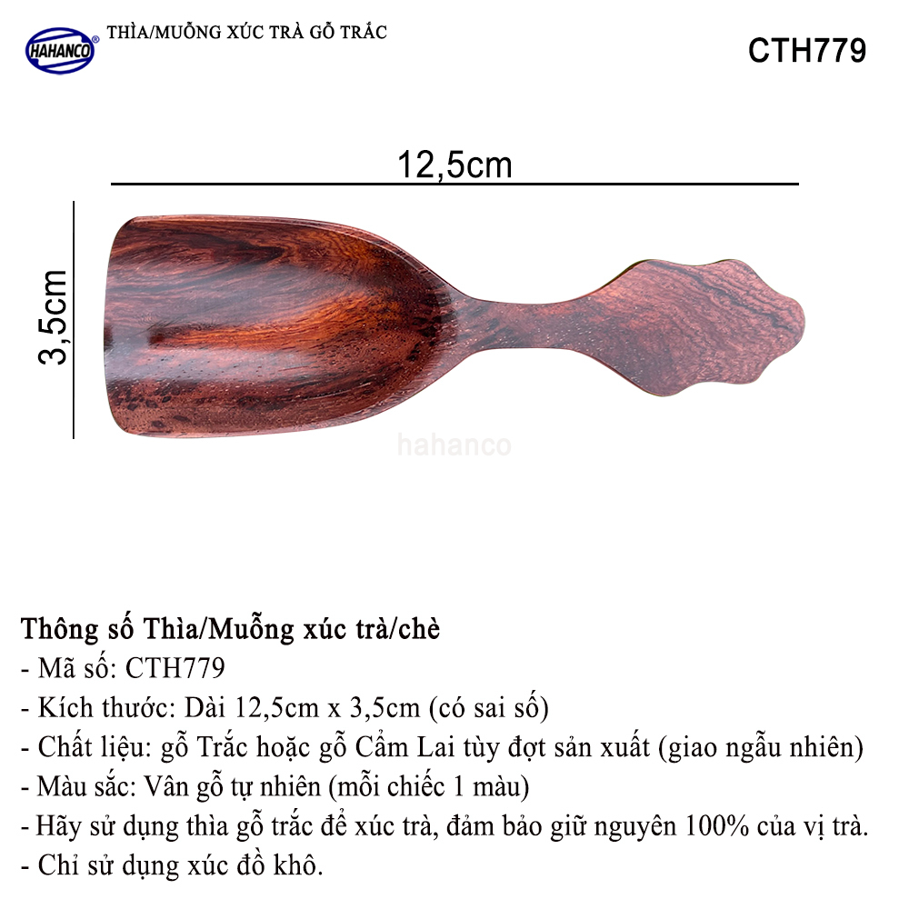 Thìa Gỗ Xúc Trà/Đồ Khô/Decor HAHANCO_Gỗ Trắc Cẩm Lai Cao Cấp