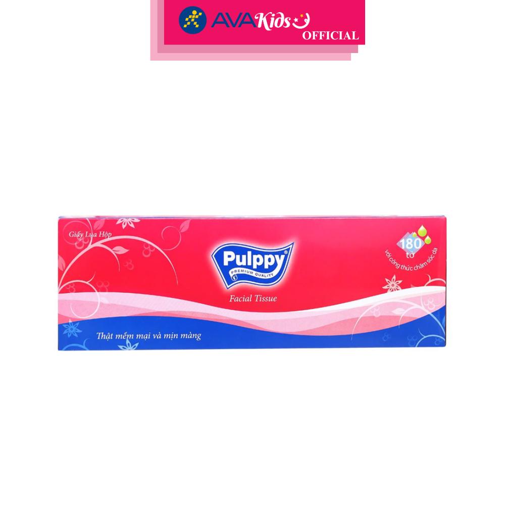 Hộp 180 tờ khăn giấy lụa PULPPY không mùi 2 lớp - Hàng Chính Hãng
