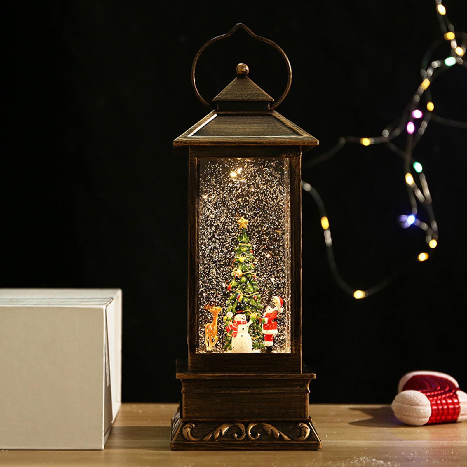 Glittering Christmas Music Box Lantern Rotating for Holiday Indoor Decor