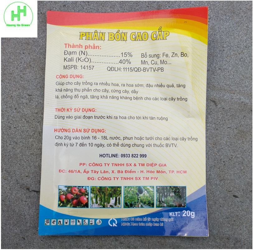 5 Gói Phân bón DG 38 15-0-40 vua ra hoa - đậu quả, phân hóa mầm hoa, kích ra hoa đồng loạt, chống rụng hoa v à trái non.