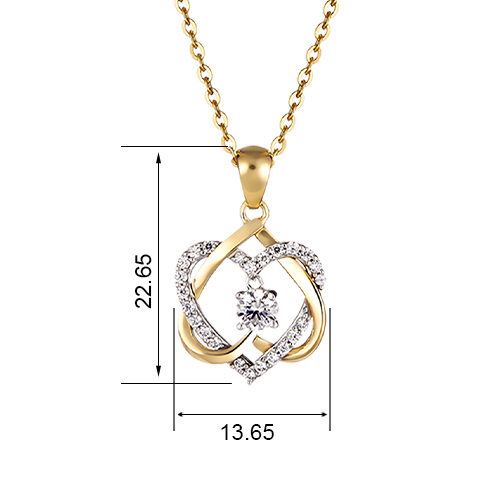 Mặt Dây Chuyền Vàng 14K Thiết Kế Hai Hình Trái Tim Ghép Vào Nhau Đính Đá CZ Cao Cấp Lấp Lánh MDCC623 Huy Thanh Jewelry