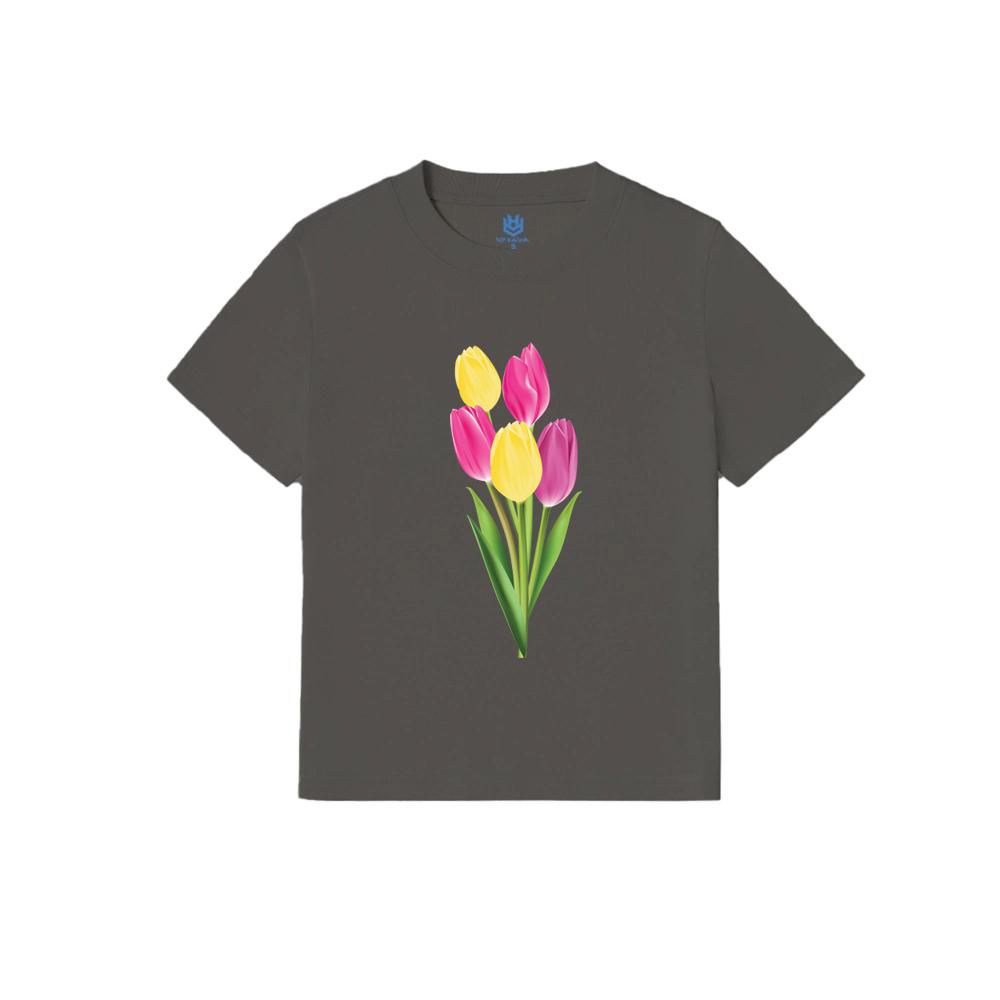 Áo thun Baby Tee hoa tulip đỏ hoa tulip vàng áo hoa tulip thanh lịch BND215