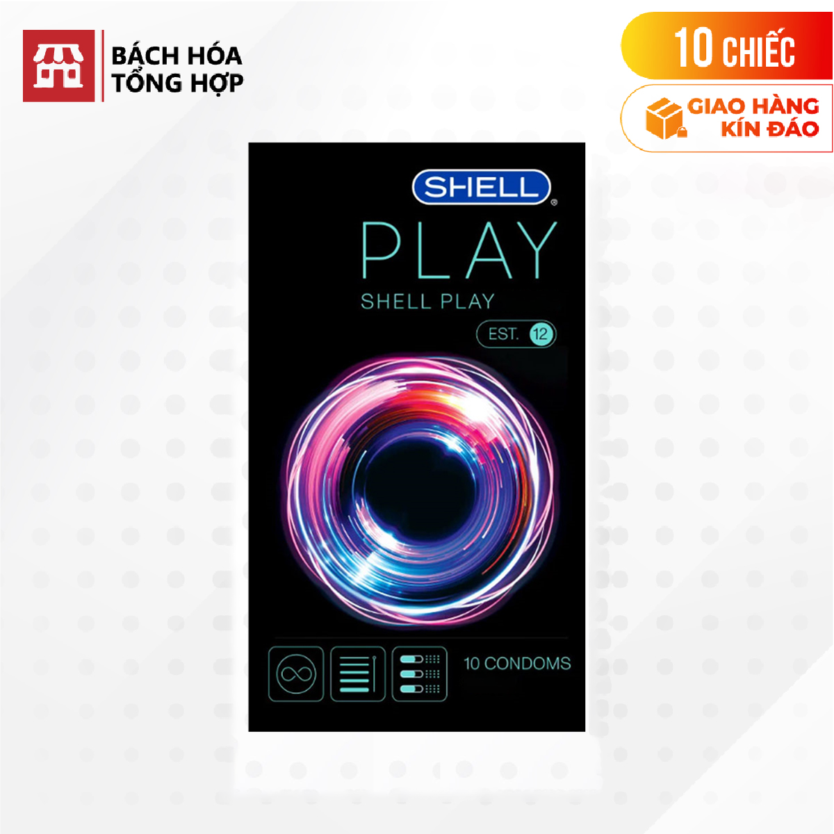 [Hộp 10 cái] Bao cao su Shell Play Ring 6 tính năng