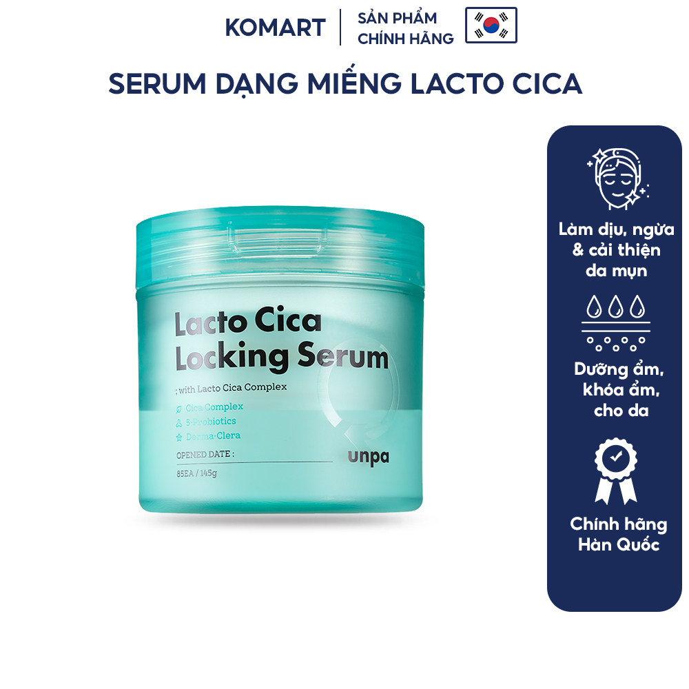 Serum Dạng Miếng Giúp Làm Dịu, Phục Hồi Da Và Ngừa Mụn Unpa Lacto Cica Locking Serum 145g/85pads