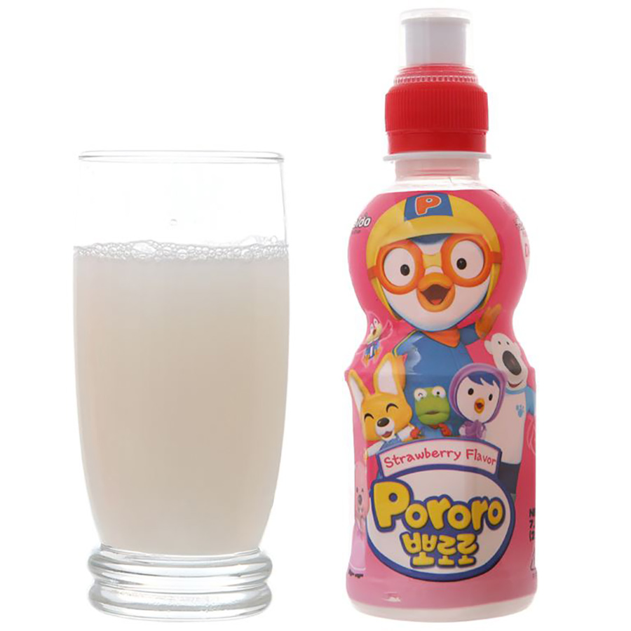 Thùng 24 Chai Nước Uống Pororo Hương Vị Dâu 235ml