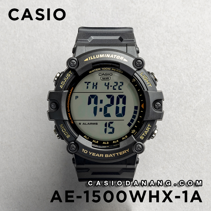 Đồng hồ nam dây nhựa Casio Standard chính hãng AE-1500WHX-1AVDF (51mm)