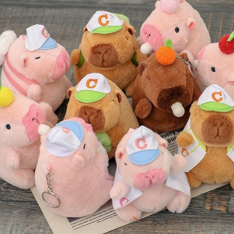 Gấu bông Capybara chuột lang nước, Móc khóa capybara chảy mũi, Đồ chơi capybara quẫy đuôi lông mịn