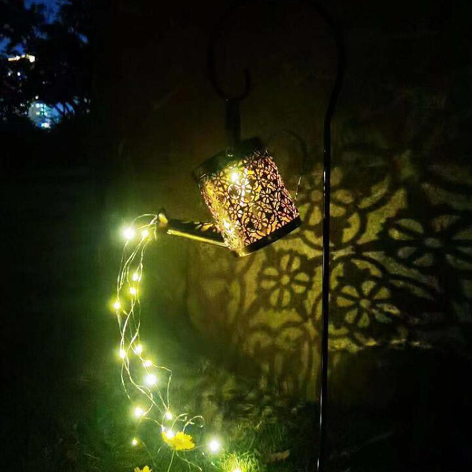 LED Watering Can Stake Solar Garden Light Outdoor Path Lighting Christmas
