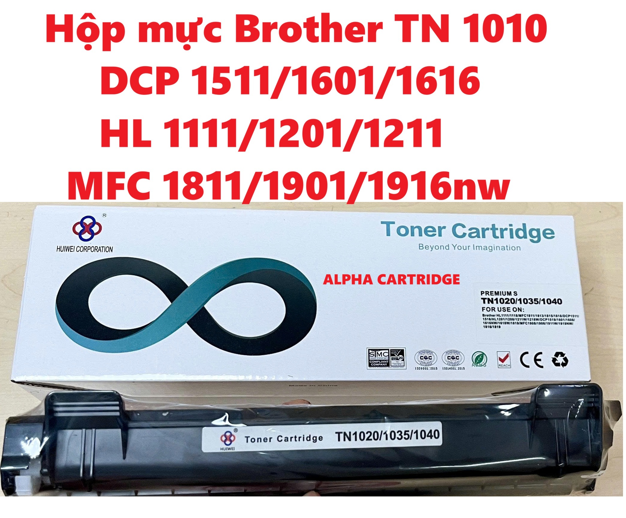 Hộp mực TN 1010/1020 Mực in Brother HL 1111-1201-1211 DCP 1511-1610-1616 MFC 1811-1901-1916 LOẠI TỐT CÓ HỘP Hàng chính hãng Alpha Cartridge