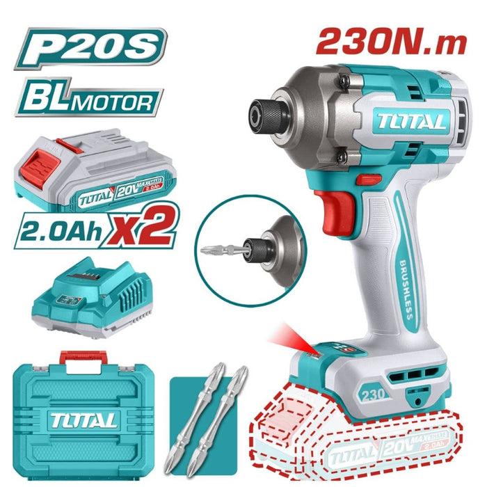 MÁY SIẾT VÍT KHÔNG CHỔI THAN DÙNG PIN LITHIUM 20V 230NM TOTAL TIRLI2023 - HÀNG CHÍNH HÃNG