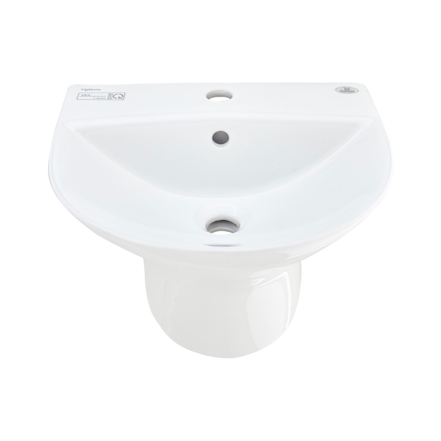 Bộ lavabo treo tường liền chân Viglacera V63 sứ Ceramic cao cấp, men Nano kháng khuẩn, chuẩn ISO 9001, có lỗ xả tràn - Hoa Sen Home - Hàng chính hãng