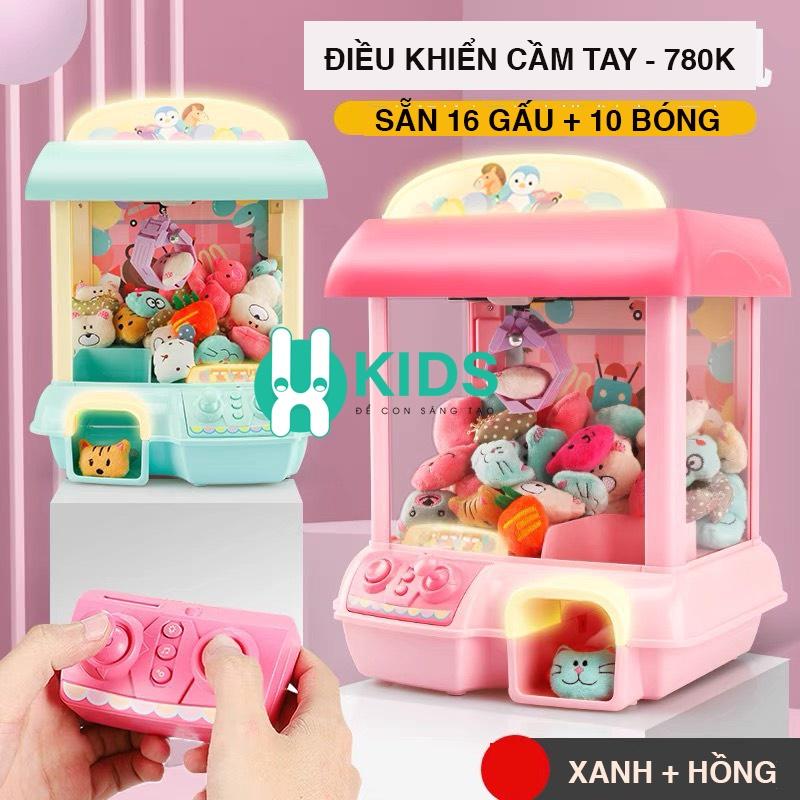 Máy gắp thú bông mini cho bé kích thước lớn kèm xu đếm thời gian, có nhạc có đèn, sẵn nhiều gấu bông cho trẻ em