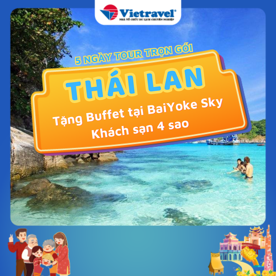 [E-Voucher Vietravel] Thái Lan: Pattaya - Bangkok (Khám phá Thủy cung Underwater World Pattaya, Tặng Buffet tại BaiYoke Sky)