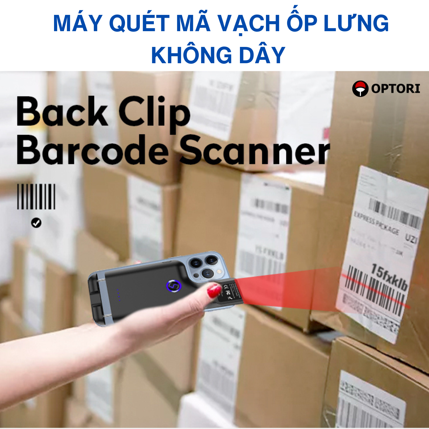 Máy quét mã vạch không dây – Máy quét mã vạch bluetooth – Clip Scanner OPTORI OPN4000 (hàng chính hãng)