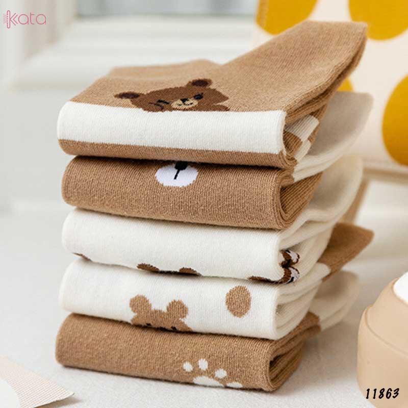 10 đôi Tất vớ nữ cổ ngắn họa tiết cute phong cách Hàn Quốc kèm túi rút