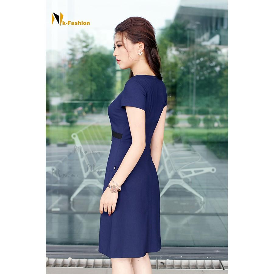 Đầm xòe cổ vát phối eo V129