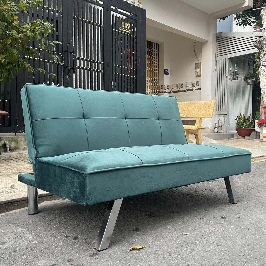 Ghế salon mini 1m2 nhỏ gọn màu xanh rêu vải nhung giá rẻ cho phòng khách nhỏ - Sofa Giường Thông Minh