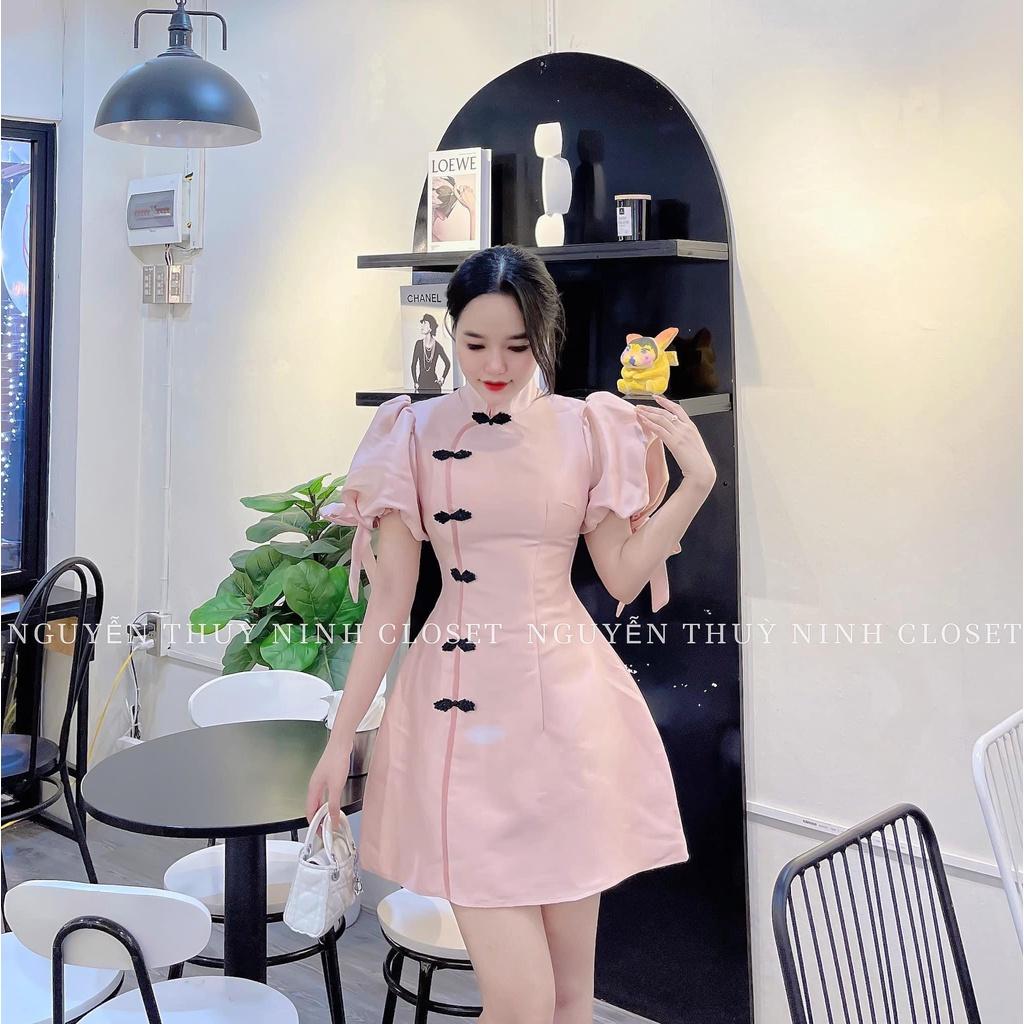 Đầm kiểu nữ cổ tàu sườn xám Trung Hoa phá cách duyên dáng tự tin dạo bước DS