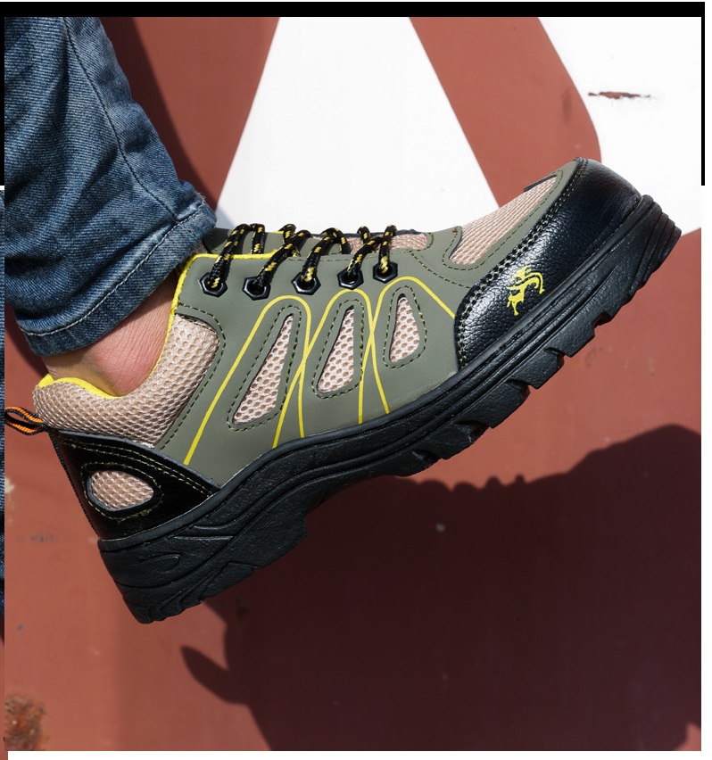 Giày Bảo Hộ Nam,Giày Safety BH10 (Mũi,Đế Thép) Giày Nam , Leo Núi Tăng Ma Sát- Chống Đinh- màu Xanh Rêu