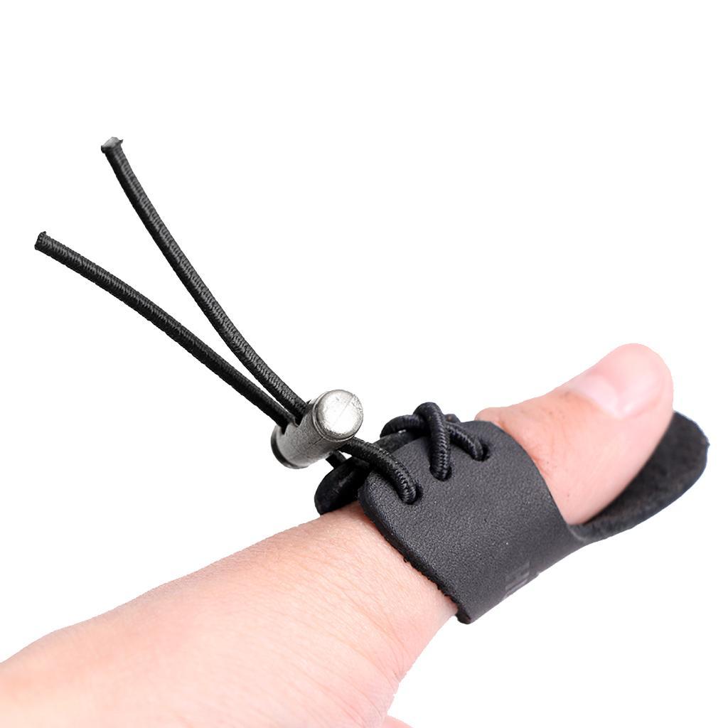 2-6pack Black Leather Archery Hunting Shooting Thumb Finger Protector Guard