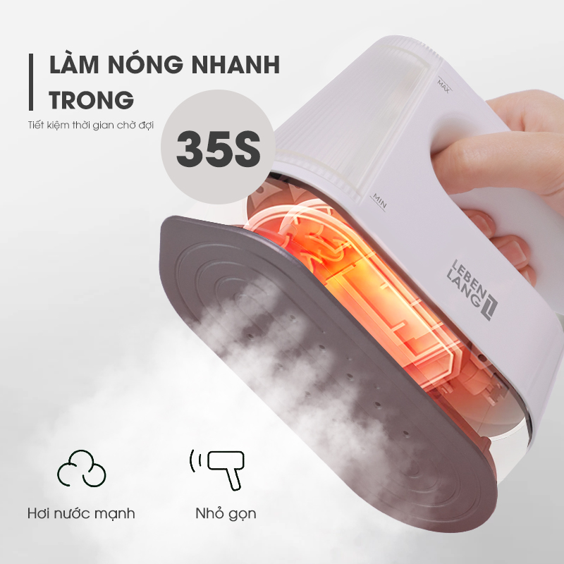 Bàn là hơi nước LEBENLANG LBL5287, công suất 1200W, mặt là phủ gốm, làm nóng nhanh trong 35s, bảo hành 2 năm – hàng chính hãng